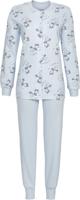 Warme katoenen doorknooppyjama blauw