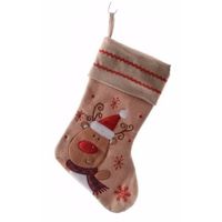 Jute kerstsok H45 cm met rendier applicatie   -