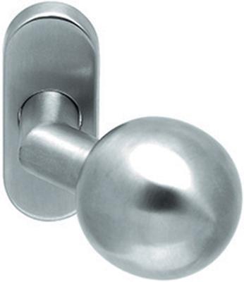 Gatdeel knopkruk bol verkropt rvs mat 9mm ovaalrozet