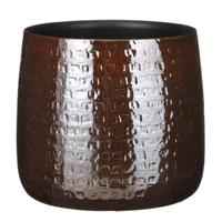 Mica Decorations - Plantenpot/bloempot - Keramiek - donkerbruin - D24/H21 cm