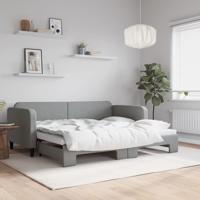 Slaapbank met onderschuifbed 90x190 cm stof lichtgrijs