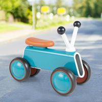 Loopfiets voor Kinderen 12-24 Maanden met 4 Volledig Gesloten Wielen en Beperkte Besturing Robuust Frame van PP en Aluminium Blauw - thumbnail