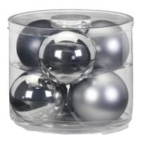 Inge Christmas kerstballen - 6x st - grijs/zilver - 10 cm - glas - glans/mat - Kerstbal