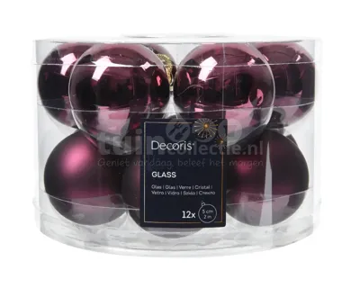 Kerstballen Glas Ø5cm Dark Mauve 12st