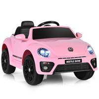 12 V Elektrische Kinderauto VW Beetle Kinderauto met Muziek en 2 Verlichtingsmodi Incl. 2,4 G Afstandsbediening (Roze)