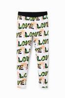 Legging met bloemen en Love - WHITE - XL