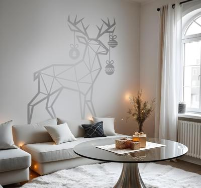 Geometrisch rendier kerst sticker
