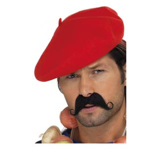 Franse baret - rood - polyester - voor volwassenen - Carnaval accessoires