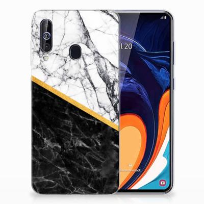 Samsung Galaxy A60 | TPU | Siliconen hoesje | Marmer Wit Zwart - Origineel Cadeau Man