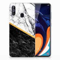 Samsung Galaxy A60 | TPU | Siliconen hoesje | Marmer Wit Zwart - Origineel Cadeau Man