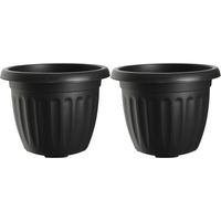 Buiten plantenpot/bloempot/planter - 2x - zwart - kunststof - D40 x H32 cm - thumbnail