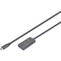 Digitus DA-73110 USB-kabel USB 3.2 Gen1, USB 3.2 Gen1, USB 3.0 USB-C, USB-C stekker, USB-A bus 5.00 m Zwart Actief met signaalversterking, Stekker past op