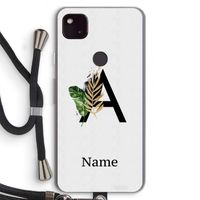 Charcoal Flora: Pixel 4a 5G Transparant Hoesje met koord