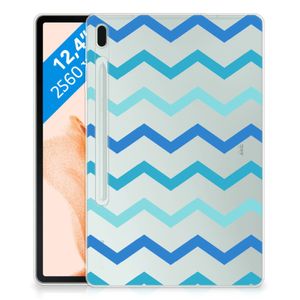 Samsung Galaxy Tab S7FE Hippe Hoes Zigzag Blauw