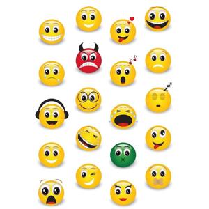 20x Smile Emoticon/emoticons stickers met 3D effect met zacht kunststof