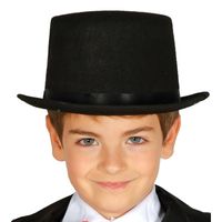 Hoge verkleed hoed zwart voor kinderen - thumbnail