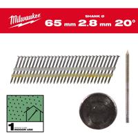 Milwaukee Rondkopnagels 20° 65 x 2,8mm | ring schacht | helder VE=2000 - 4932492587
