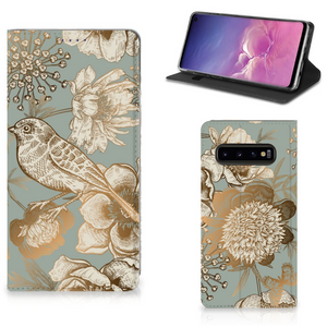 Smart Cover voor Samsung Galaxy S10 Vintage Bird Flowers