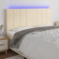 Hoofdbord LED 200x5x118/128 cm stof crèmekleurig