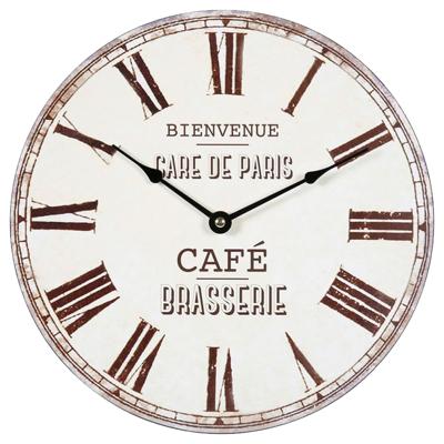 Ostaria Wandklok/muur klok - cafe brasserie klok - D30 cm - mdf - bruin - keuken/kamer
