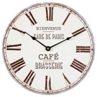 Ostaria Wandklok/muur klok - cafe brasserie klok - D30 cm - mdf - bruin - keuken/kamer