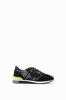 Retro runner sneaker met print - BLACK - 37