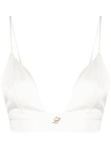 Blumarine brassière à plaque logo - Blanc