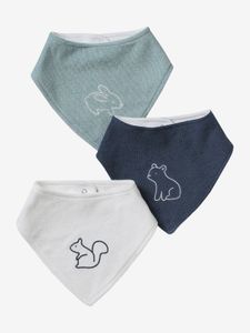 Set met 3 bandanaslabbetjes van badstof grijsblauw