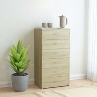 Dressoir met 6 lades 50x34x96 cm spaanplaat sonoma eikenkleurig - thumbnail