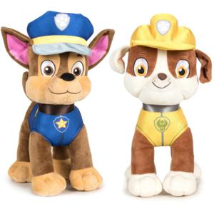 Paw Patrol figuren speelgoed knuffels set van 2x karakters Chase en Rubble 19 cm