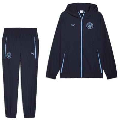 PUMA Manchester City Pumatech Trainingspak Woven Hooded Full-Zip 2025-2026 Donkerblauw Lichtblauw
