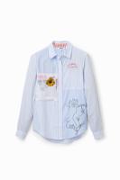 Gestreept shirt met patch - BLUE - XXL