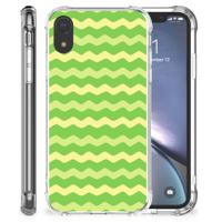 Apple iPhone Xr Doorzichtige Silicone Hoesje Waves Green Apple iPhone Xr Doorzichtige Silicone Hoesje Waves Green