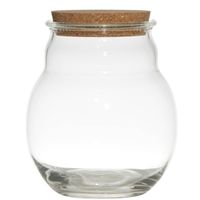 Glazen voorraadpot/snoeppot/terrarium vaas van 17 x 20 cm met kurk dop - Voorraadpot - thumbnail