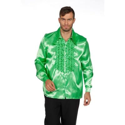 Ruchesblouse satijn groen op=op