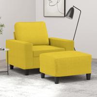 Fauteuil met voetenbank 60 cm stof lichtgeel