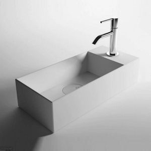 Fontein Salenzi Spy 45x20 cm Glans Wit Kraangat Rechts (inclusief bijpassende waste)