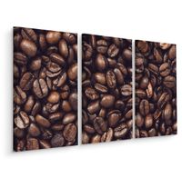 Schilderij - geroosterde koffiebonen, 3 luik, premium print - thumbnail