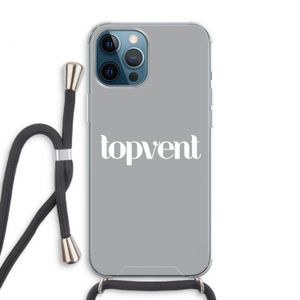 Topvent Grijs Wit: iPhone 12 Pro Max Transparant Hoesje met koord