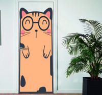 Deursticker kat met bril