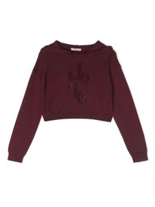 Liu Jo Kids hoodie crop à ornements strassés - Violet