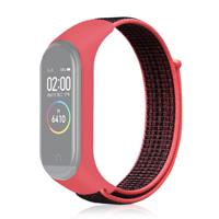 Slimme horloge nylon geweven polsband horloge band voor Xiaomi mi band 3/4 (rood zwart)