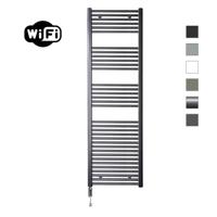 Elektrische Radiator Sanicare HWV Met Wifi 172x60 cm Gunmetal 1127W Met Thermostaat Chroom Linksonder