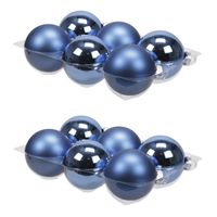 12x stuks glazen kerstballen blauw (basic) 8 cm mat/glans - Kerstbal - thumbnail