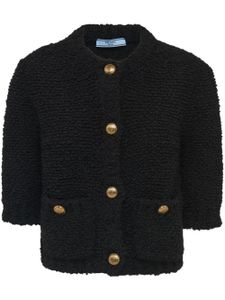 Prada cardigan en tweed à coupe crop - Noir