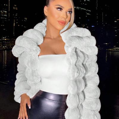 Dusty Pink Fuzzy Open Front Coat - Oversized Flannelette Jacket White / L