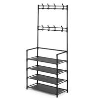 Jassenrek met schap Kipit Zwart Metaal 60 x 26 x 155 cm