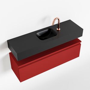 Toiletmeubel Mondiaz Andor | 100 cm | Meubelkleur Fire | Lex vrijhangend wastafel Urban Midden | 1 kraangat
