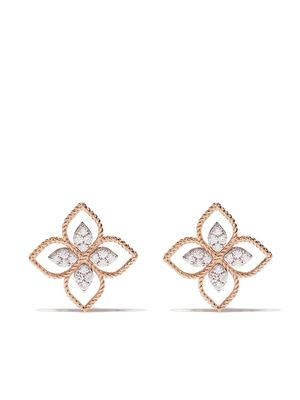 Roberto Coin boucles d'oreilles Princess Flower en or rose 18ct ornées de diamants