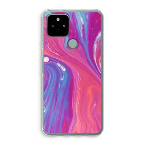 Paarse stroom: Google Pixel 5 Transparant Hoesje